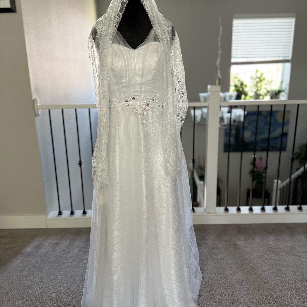 White Embellished Ruffled Maxi Gown